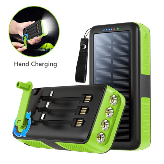 Power Bank with Solar Panel and Manual (dynamo) power generator